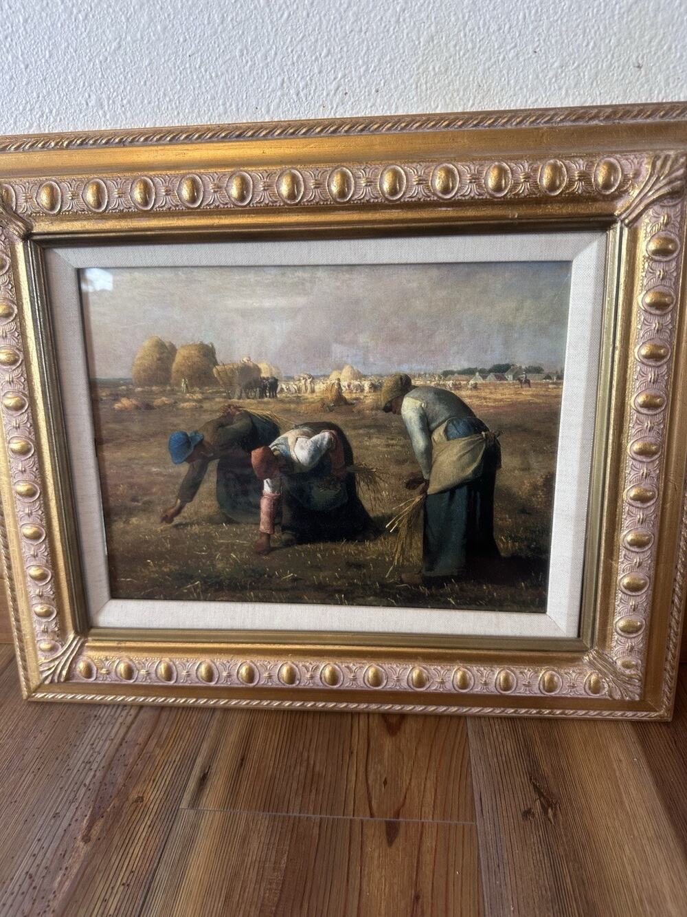Vintage Framed Oil Painting The Gleaners Jean-Francois Millet Gold Ornate Frame